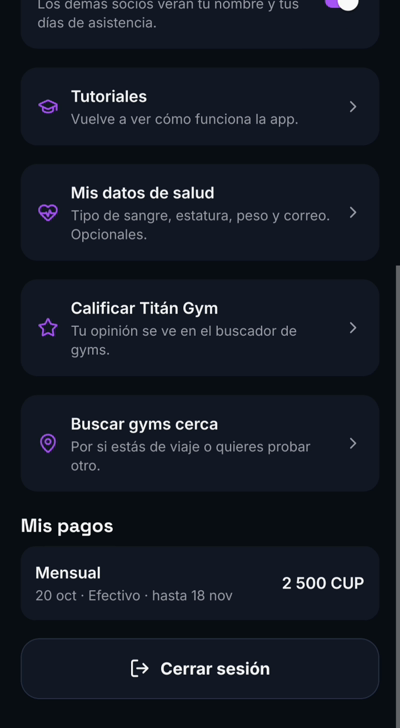Perfil del socio con sus pagos